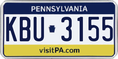PA license plate KBU3155
