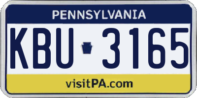 PA license plate KBU3165