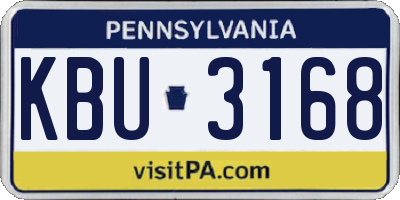 PA license plate KBU3168