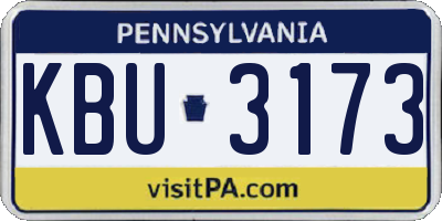 PA license plate KBU3173