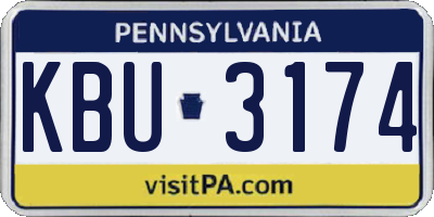 PA license plate KBU3174