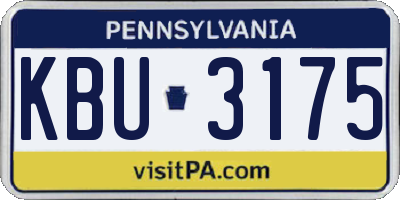 PA license plate KBU3175