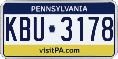PA license plate KBU3178