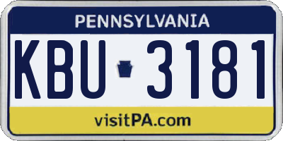 PA license plate KBU3181