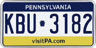 PA license plate KBU3182