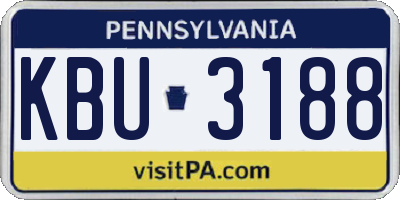PA license plate KBU3188