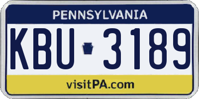 PA license plate KBU3189