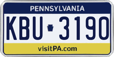 PA license plate KBU3190