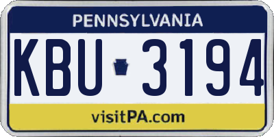 PA license plate KBU3194