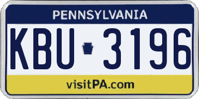PA license plate KBU3196