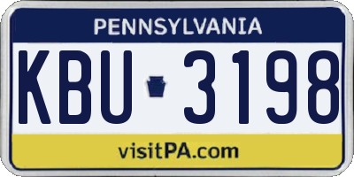 PA license plate KBU3198