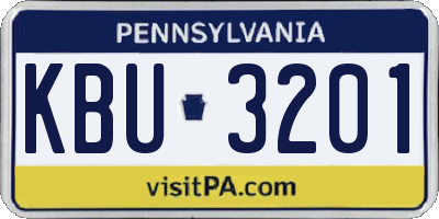 PA license plate KBU3201