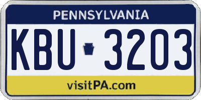 PA license plate KBU3203