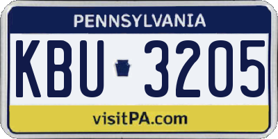 PA license plate KBU3205