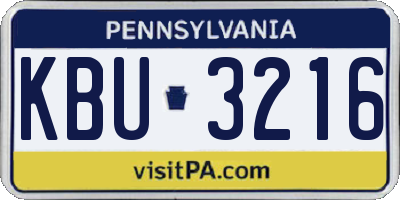 PA license plate KBU3216