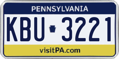 PA license plate KBU3221
