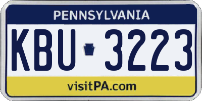 PA license plate KBU3223
