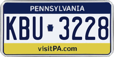 PA license plate KBU3228