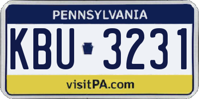 PA license plate KBU3231