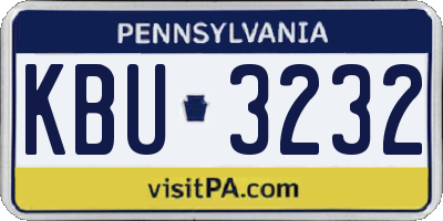 PA license plate KBU3232