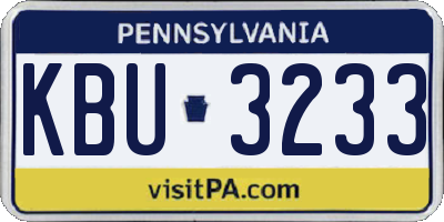 PA license plate KBU3233