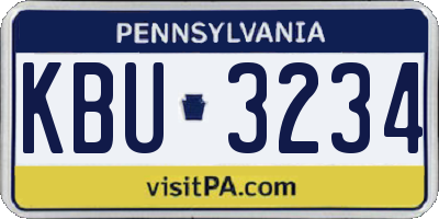PA license plate KBU3234