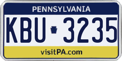 PA license plate KBU3235