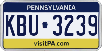 PA license plate KBU3239