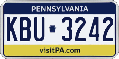 PA license plate KBU3242