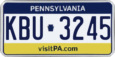 PA license plate KBU3245