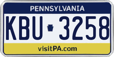PA license plate KBU3258