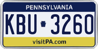 PA license plate KBU3260