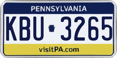 PA license plate KBU3265