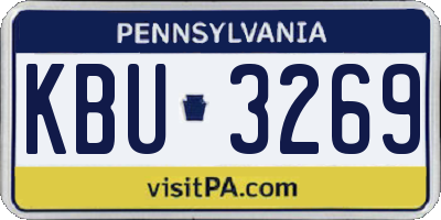 PA license plate KBU3269