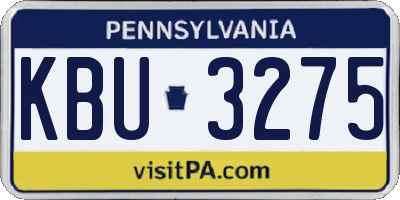 PA license plate KBU3275