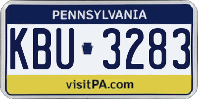 PA license plate KBU3283
