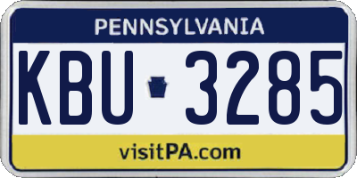 PA license plate KBU3285