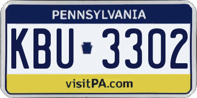 PA license plate KBU3302