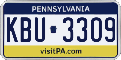 PA license plate KBU3309