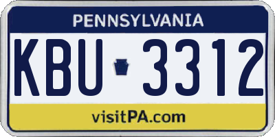 PA license plate KBU3312
