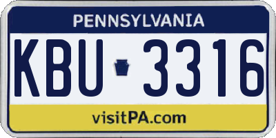 PA license plate KBU3316
