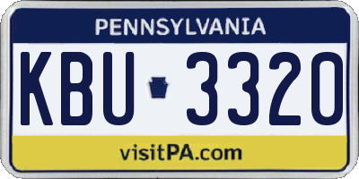 PA license plate KBU3320
