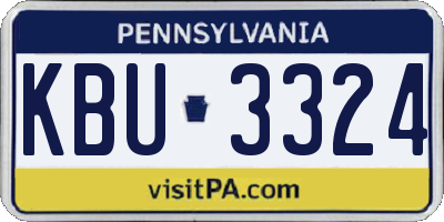 PA license plate KBU3324