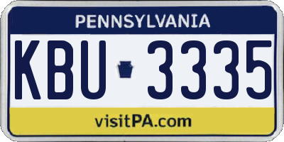 PA license plate KBU3335
