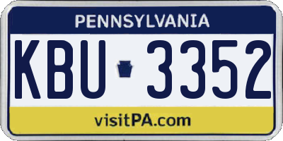 PA license plate KBU3352
