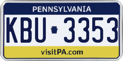 PA license plate KBU3353