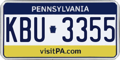 PA license plate KBU3355