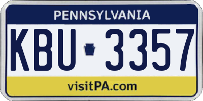 PA license plate KBU3357
