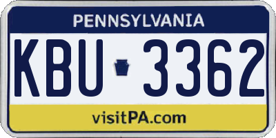 PA license plate KBU3362
