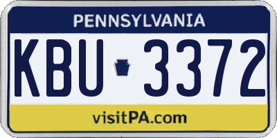 PA license plate KBU3372